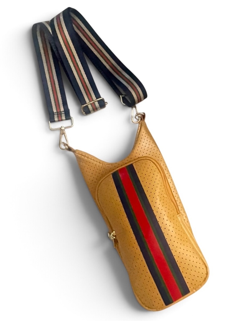 WanderFull Hydro Water Bottle Crossbody Travel Bag Striped Adjustable Strap